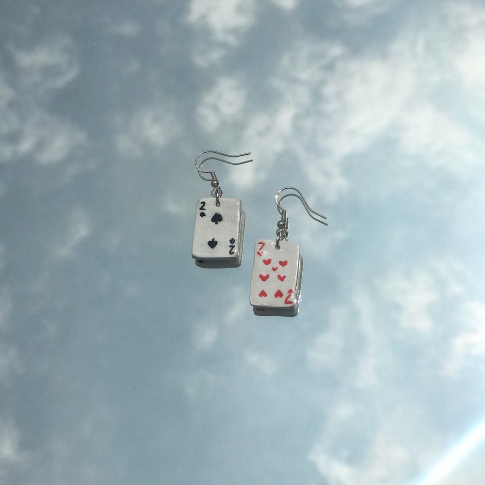 Playing card earrings